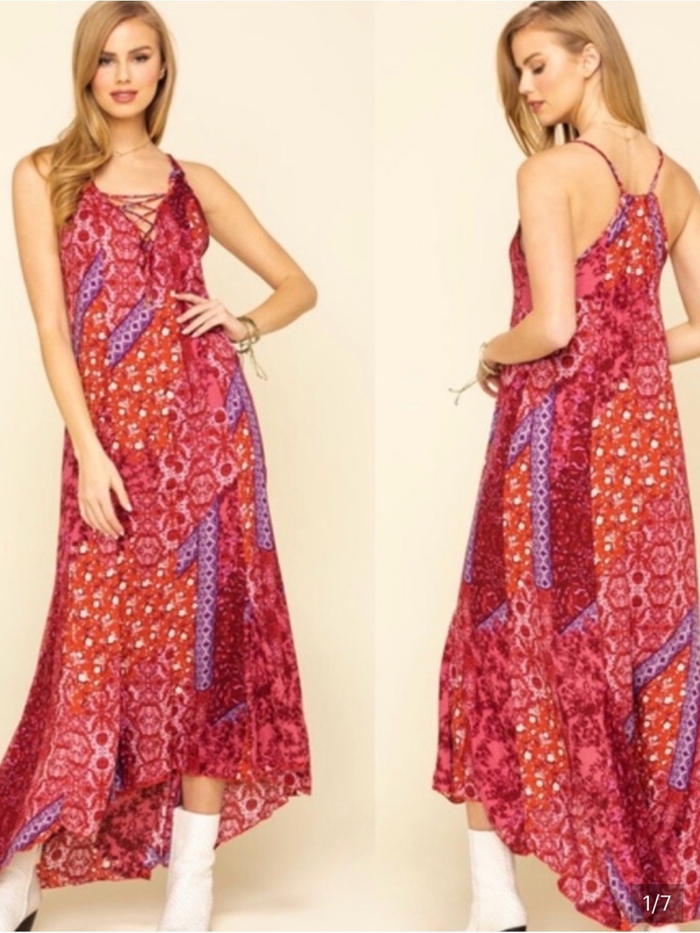 Free People Intimately Work of Art printed Maxi dress. Size medium